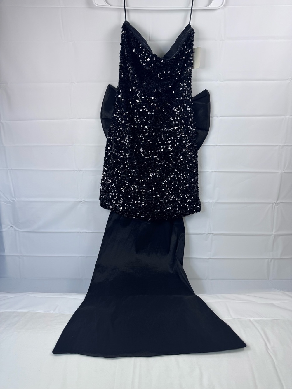 Charmed Hearts NWT Black Sequin Mini Dress M Detachable Oversized Bow